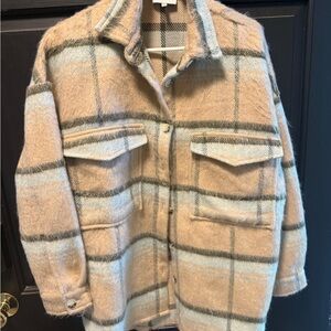 Plaid Tan and Gray Women's Jacket